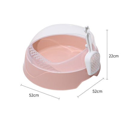 Semi-Enclosed Cat Litter Box with Scoop – Anti-Splash