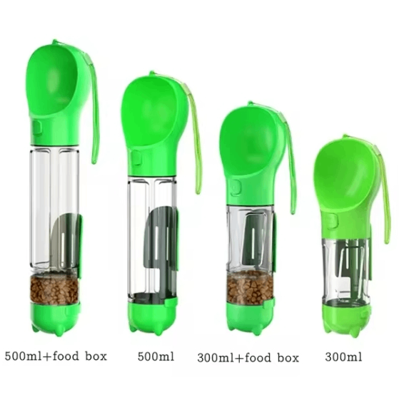 Portable Dog Water Bottle With Built-In Food Container
