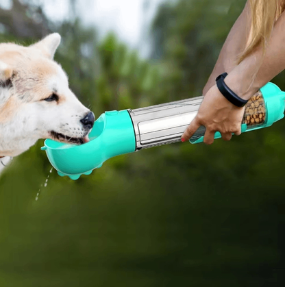 Portable Dog Water Bottle With Built-In Food Container