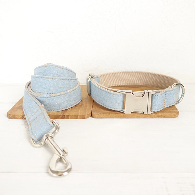 Denim Dog Leash and Collar Set – Adjustable Polyester