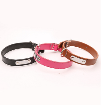 Personalized PU Dog Collar – Custom Name Pet ID