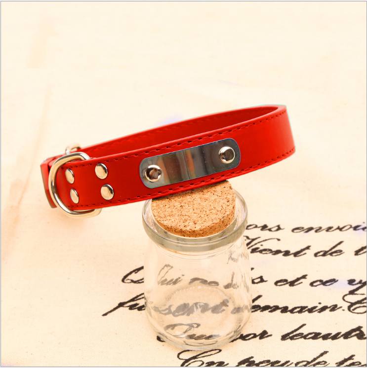 Personalized PU Dog Collar – Custom Name Pet ID