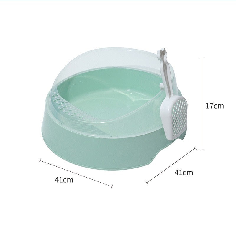 Semi-Enclosed Cat Litter Box with Scoop – Anti-Splash