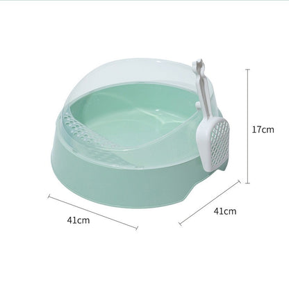 Semi-Enclosed Cat Litter Box with Scoop – Anti-Splash