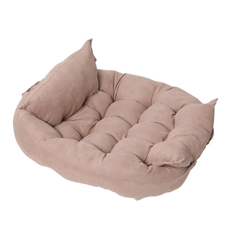 Folding Velvet Pet Cushion Bed – Soft, Supportive Design