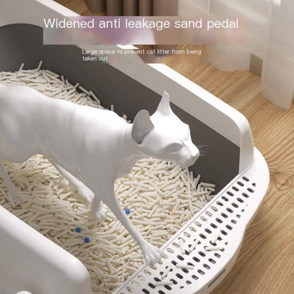 Large Semi-Enclosed Cat Litter Box – Easy-Clean Design