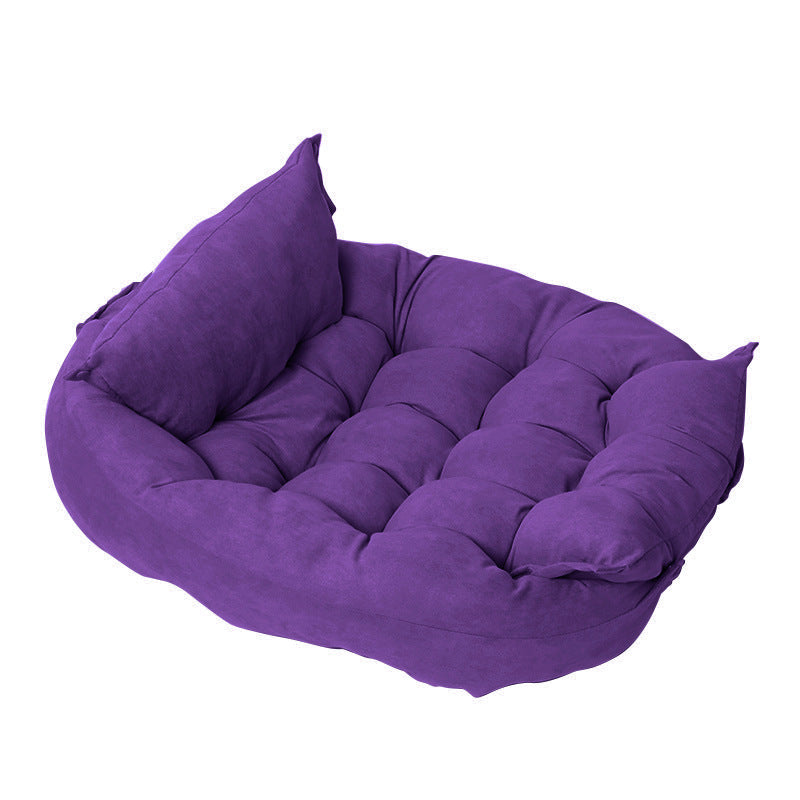 Folding Velvet Pet Cushion Bed – Soft, Supportive Design
