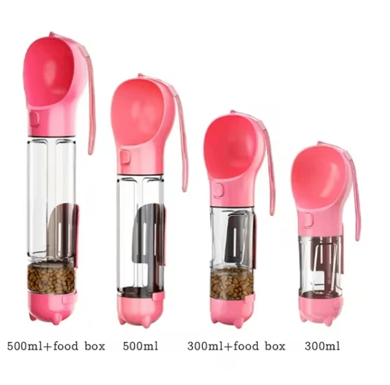 Portable Dog Water Bottle With Built-In Food Container