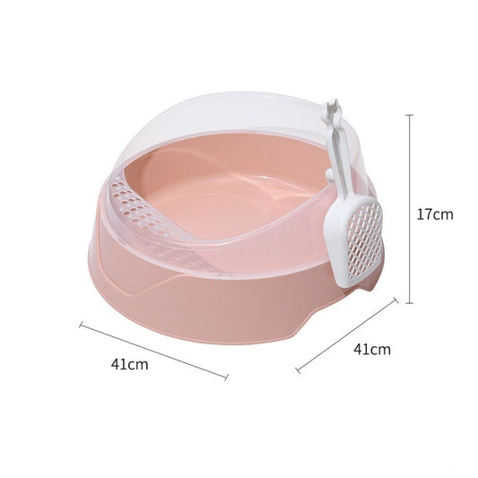 Semi-Enclosed Cat Litter Box with Scoop – Anti-Splash