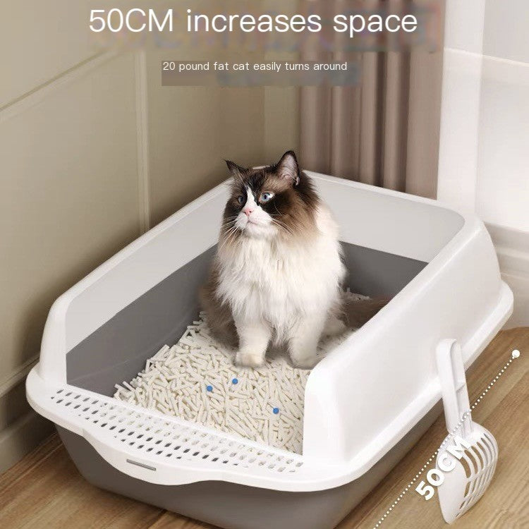 Large Semi-Enclosed Cat Litter Box – Easy-Clean Design